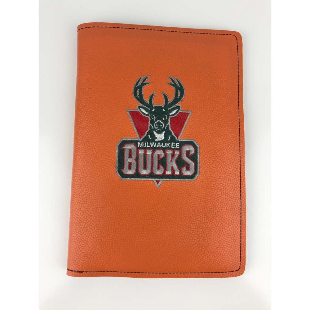 Milwaukee Bucks NBA Orange Leather Portfolio Case Cover‎ Notebook Planner